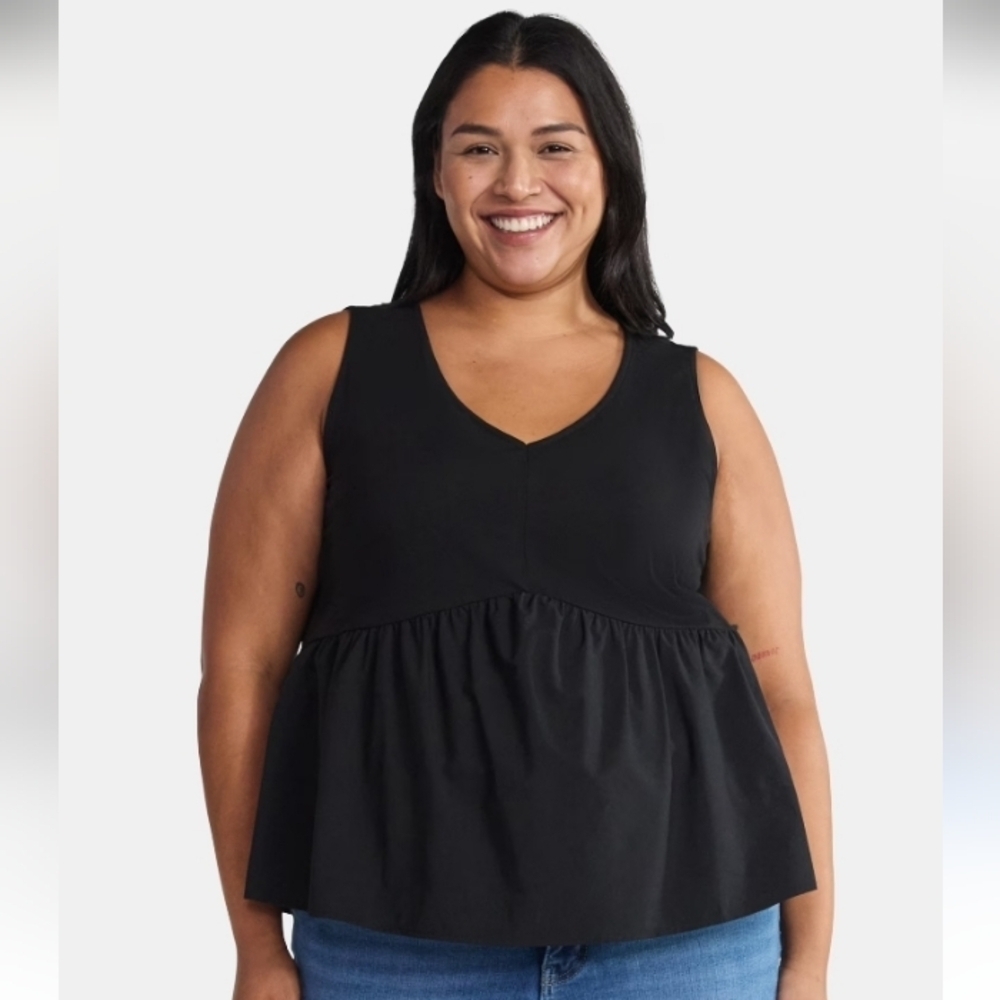 Terra & Sky Black Sleeveless Knit Tank Top